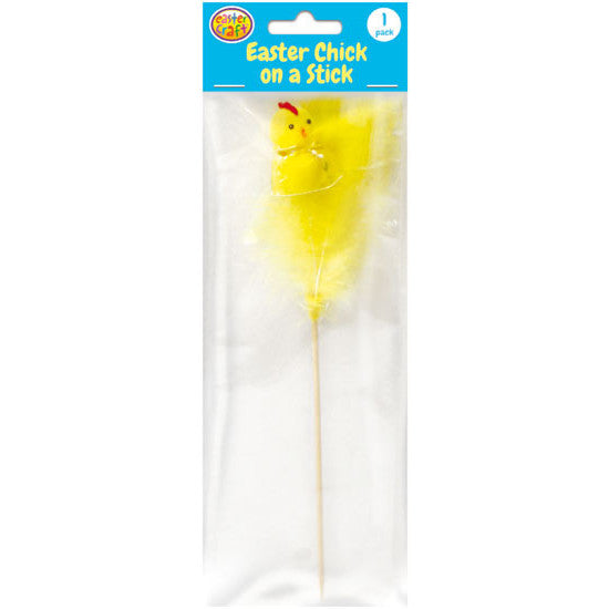 Easter Chick with Feathers Pick - Yellow