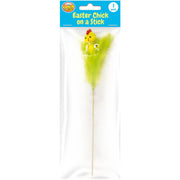 Easter Chick with Feathers Pick - Green