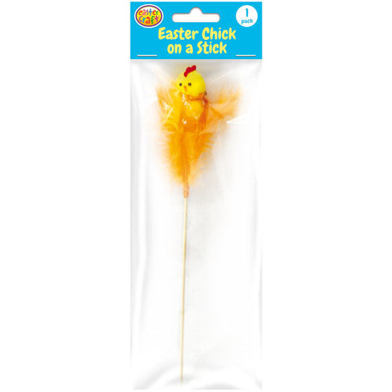 Easter Chick with Feathers Pick - Orange