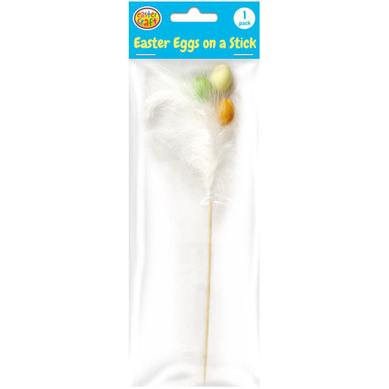 Porta Craft Eggs with  Feathers on Pick - Green, Cream, & Brown Eggs