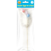 Porta Craft Eggs with Feathers on Pick - Pink, Purple, & Blue Eggs