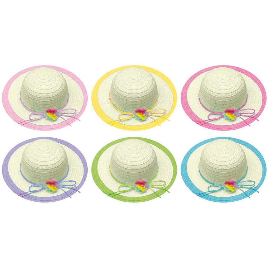 Bonnet with Coloured Trim and Twine Bow