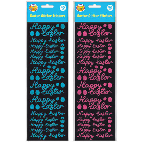 Porta Craft Glitter Stickers 40pc Sheet - Blue or Pink