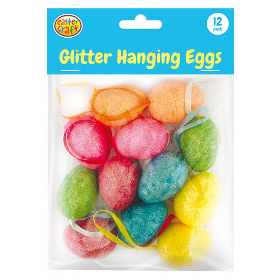 Glitter Hanging Eggs 4cm 12pk