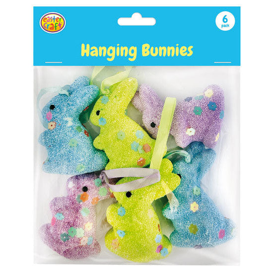 Sequin Foam Colourful Hanging Bunnies 6pk