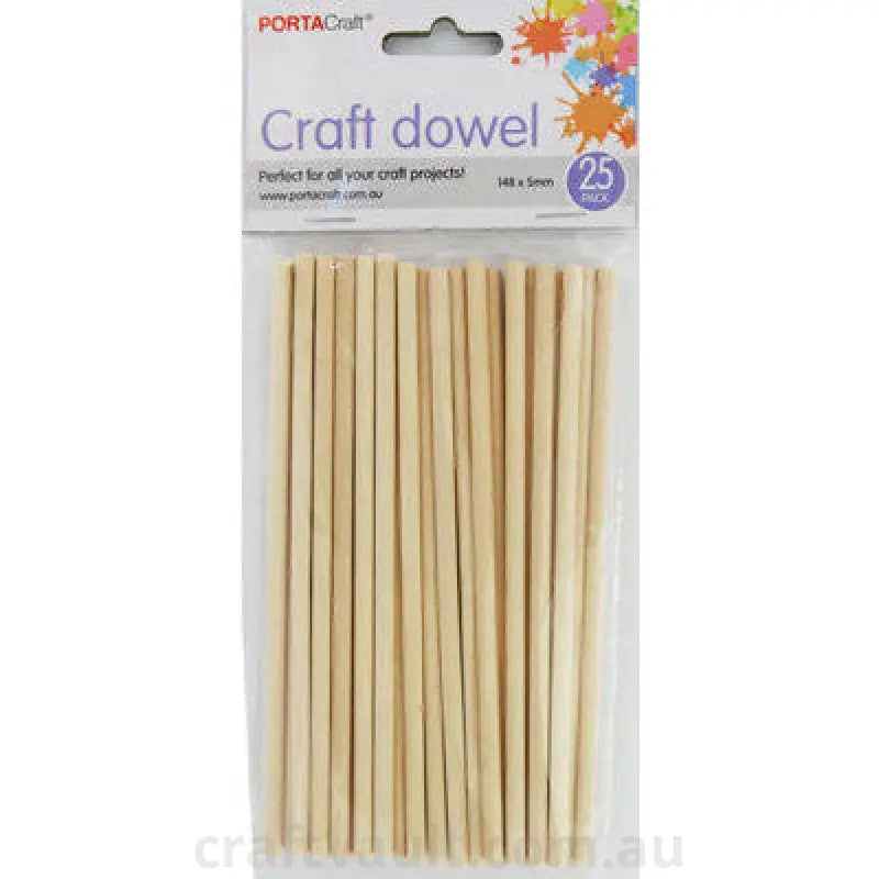 Craft Dowel 148x5mm 25pk Natural