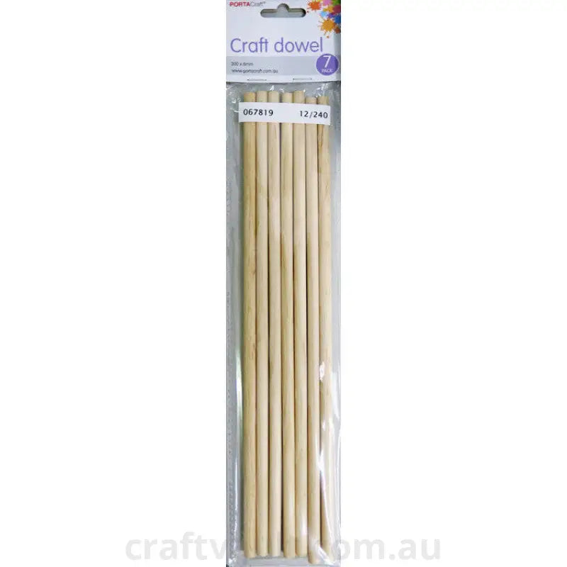 Craft Dowel 300x8mm 7pk Natural