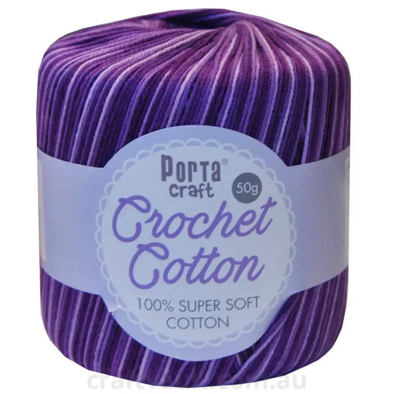 Crochet Cotton 50g 145m 3ply Multi Purple