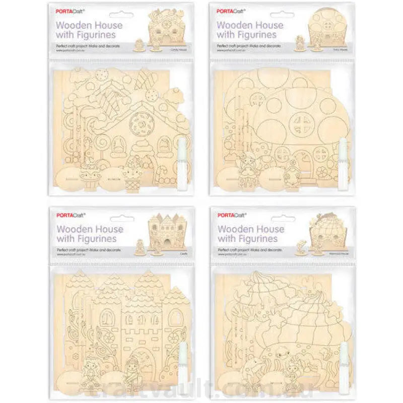 DIY Wooden House With Figurines 1 Pack 4 Assorted