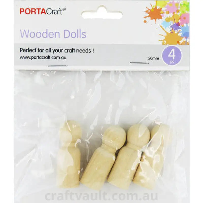 Dolls Wooden 50mm 4 Pack