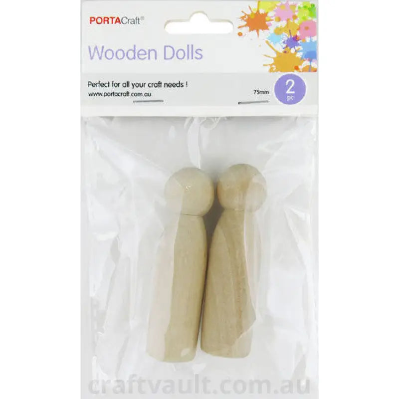 Dolls Wooden 75mm 2 Pack