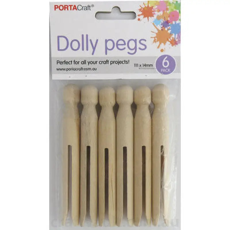 Dolly Pegs 111x14mm 6 Pack Natural