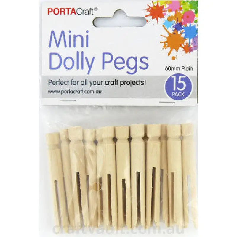 Dolly Pegs 60mm Mini 15 Pack Natural