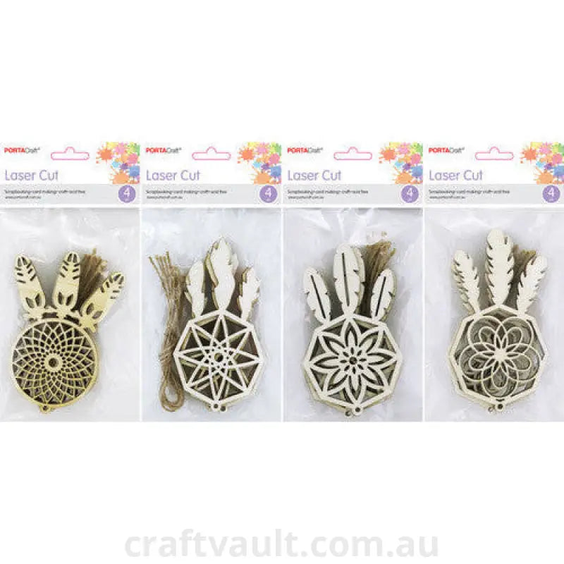 Dreamcatcher Wooden 10cm 4 Pack 4 Assorted