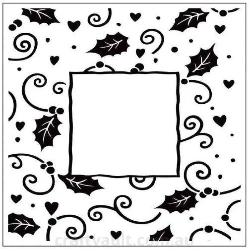 Embossing Folder Square Xmas Holly Frame