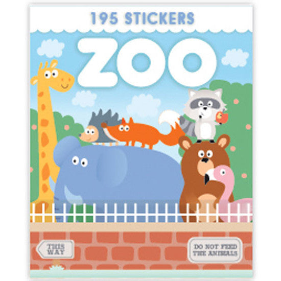 Colourful zoo animal sticker book cover with 195 fun designs for kids crafts and school projects