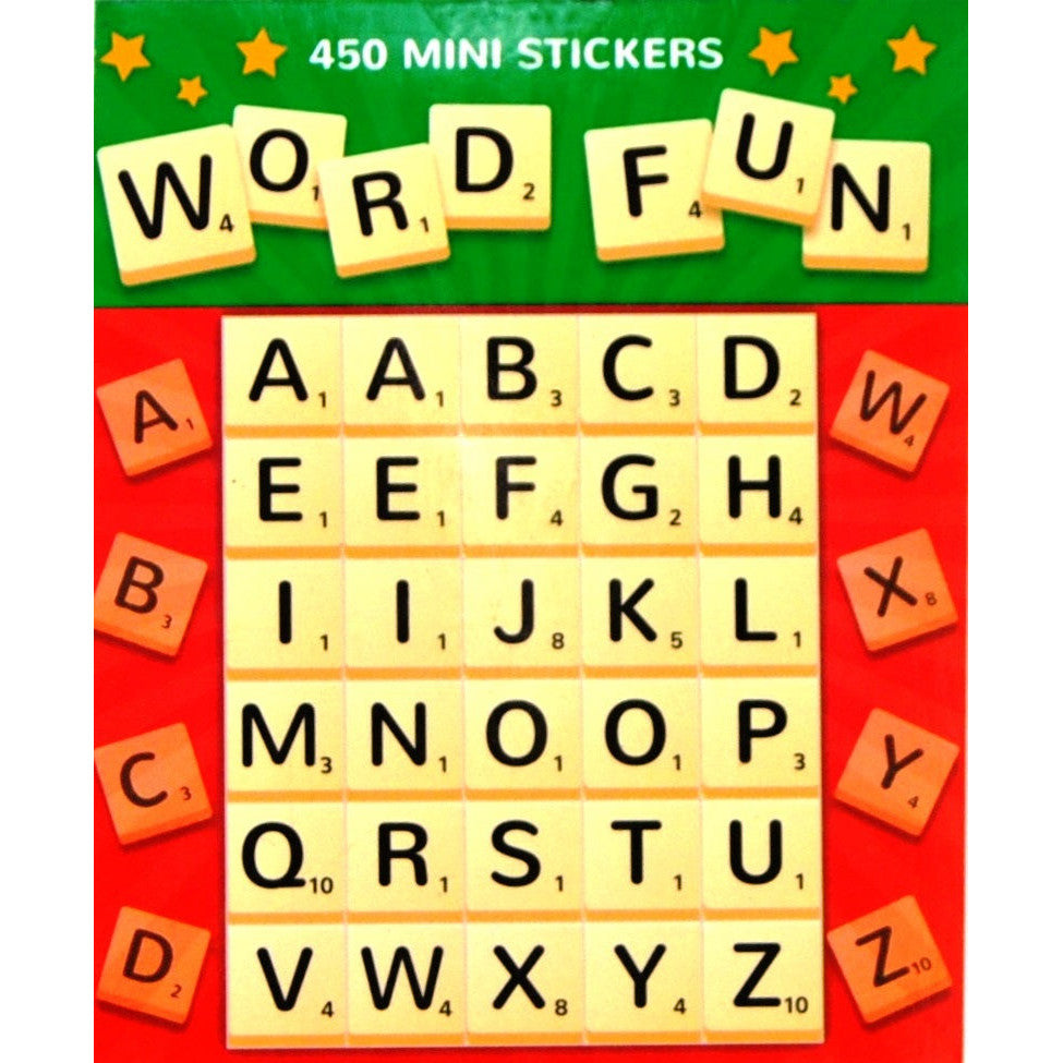 Bright word and letter sticker booklet with 450 pieces for labelling, learning activities and planners