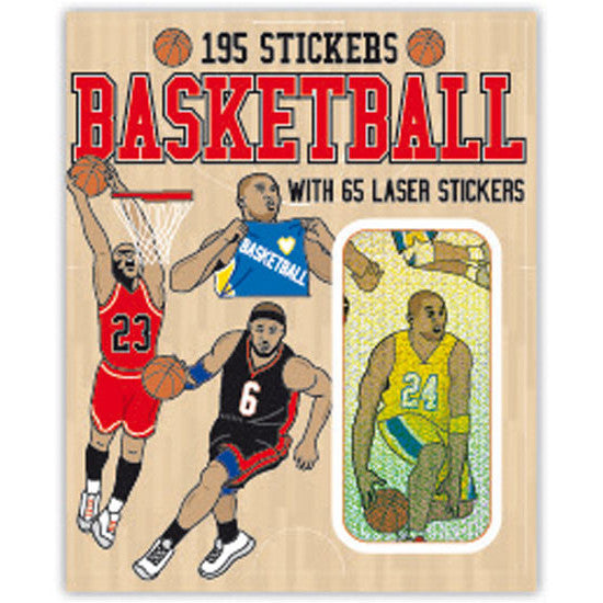 Basketball themed sticker booklet with 195 stickers including 65 sparkly foil-style designs for sports fans