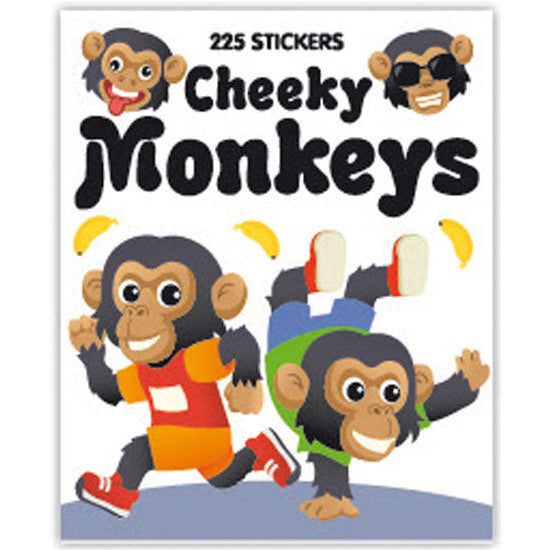 Playful monkey-themed sticker booklet with 225 stickers for activity packs, rewards and craft fun