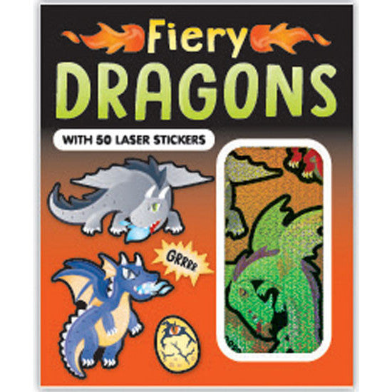 Fiery dragon themed sparkly sticker booklet with 50 shiny designs for party bags and notebooks