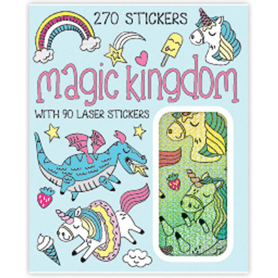 Storybook fantasy sticker booklet with 270 designs including 90 sparkly foil-style stickers for creative play