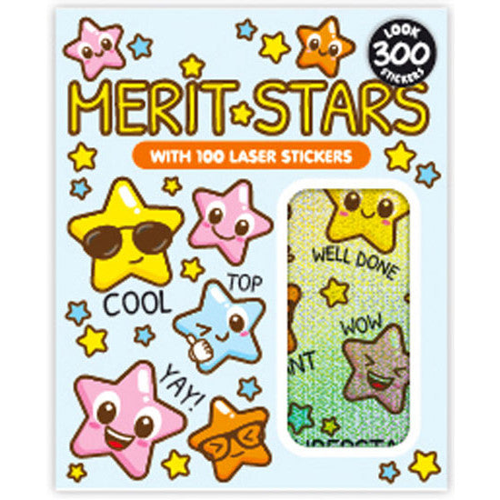 Star-shaped reward sticker booklet with 300 designs for merit charts, encouragement and classrooms