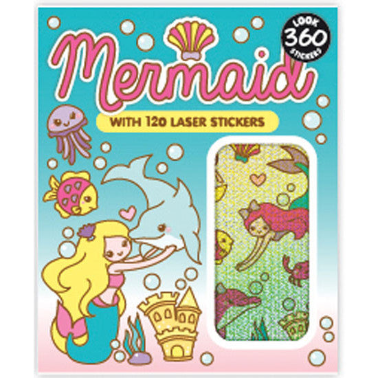 Mermaid ocean sticker booklet with 360 designs including 120 sparkly foil-style stickers for sea-themed crafts