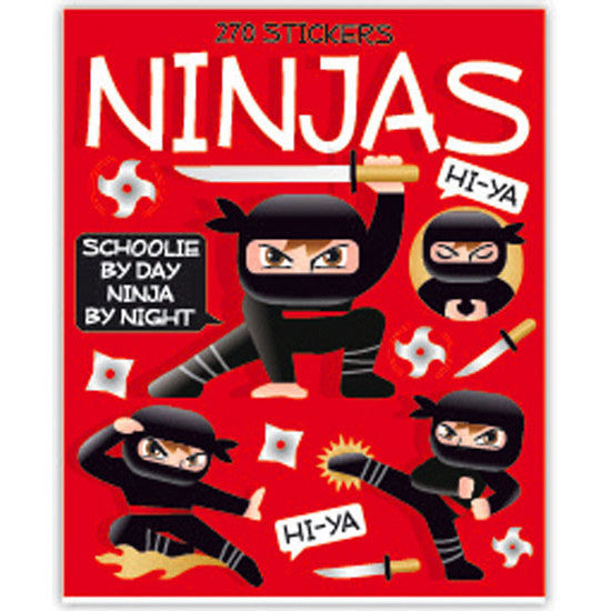 Ninja action sticker booklet with 270 designs for kids projects, party activities and notebooks