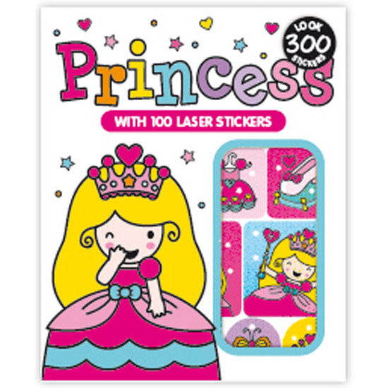 Sparkly royal themed sticker booklet with 300 designs including 100 shiny stickers for party fun and crafts