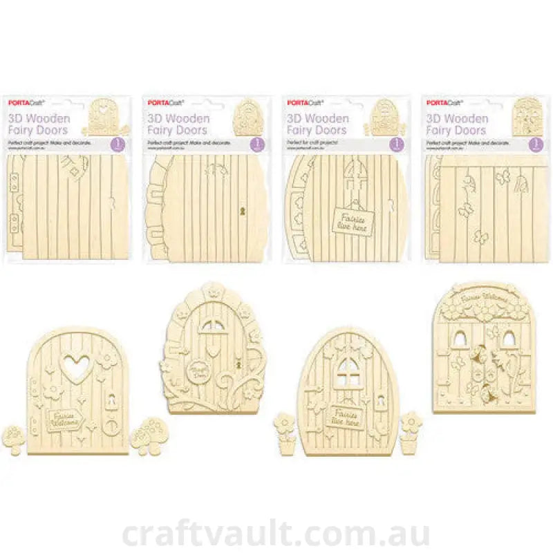 Fairy Door Wooden 3D 4 Assorted