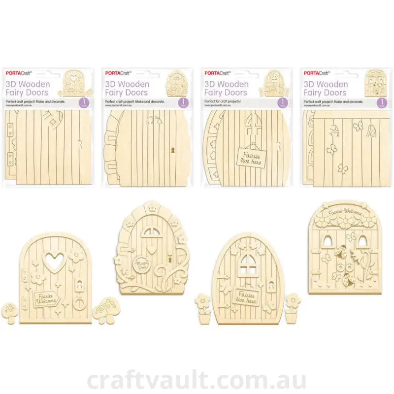 Fairy Door Wooden 3D 4 Assorted