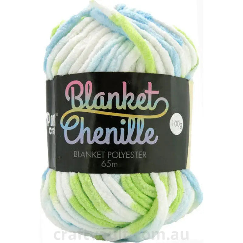 Fine Chenille Blanket Yarn 100g 65m 12ply Multi Beach