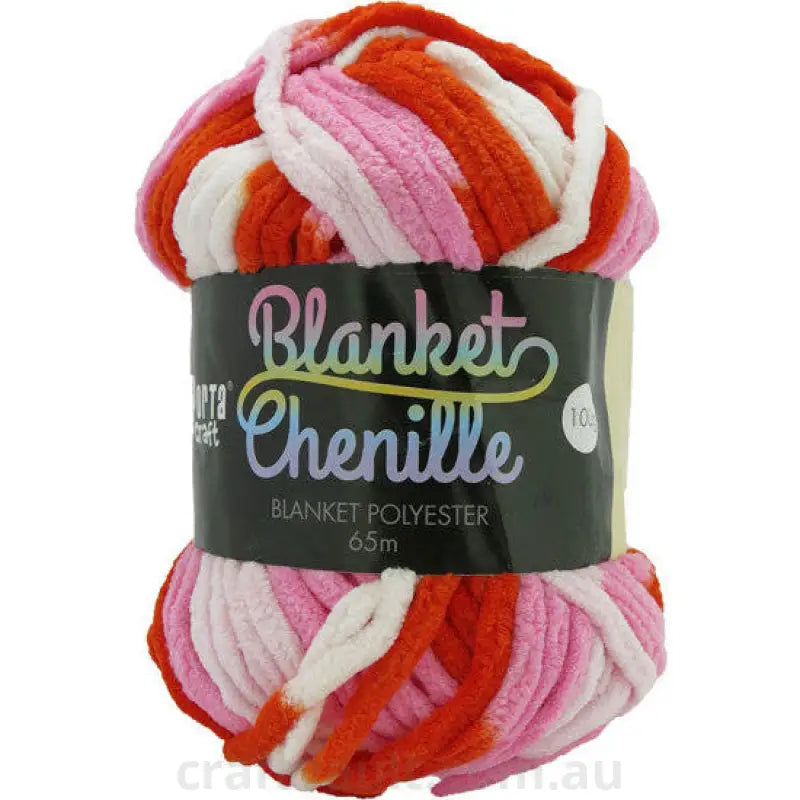 Fine Chenille Blanket Yarn 100g 65m 12ply Multi Peach