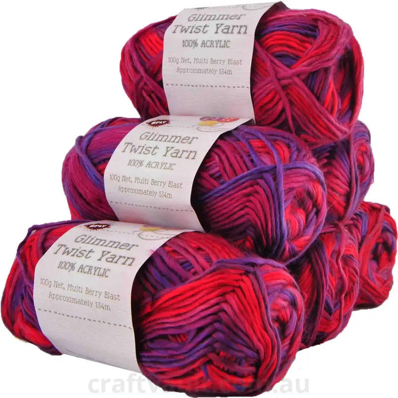 Glimmer Twist Yarn 100g 134m Berry Blast