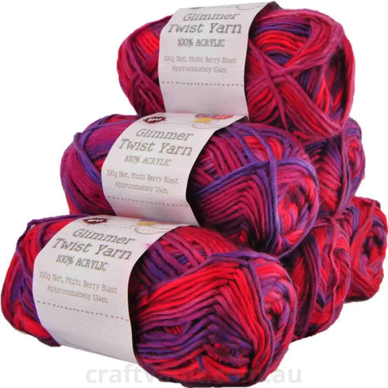Glimmer Twist Yarn 100g 134m Berry Blast