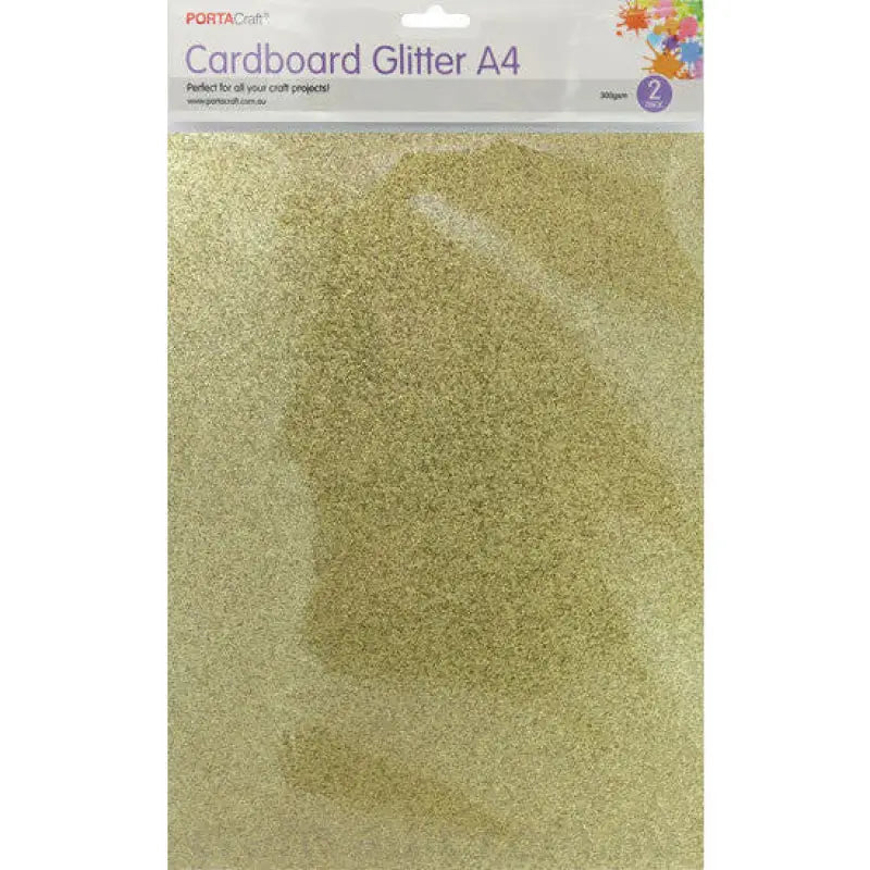 Glitter Cardboard A4 2pk Gold