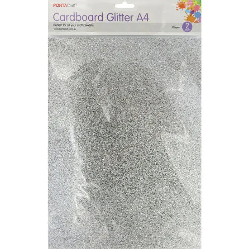 Glitter Cardboard A4 2pk Silver