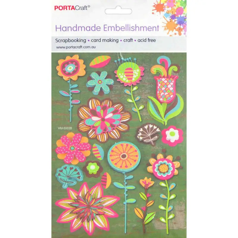 Handmade Embellishment Glitter Flowers B