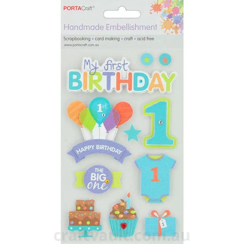 Handmade Glitter Embellishment 1st Bday Boy