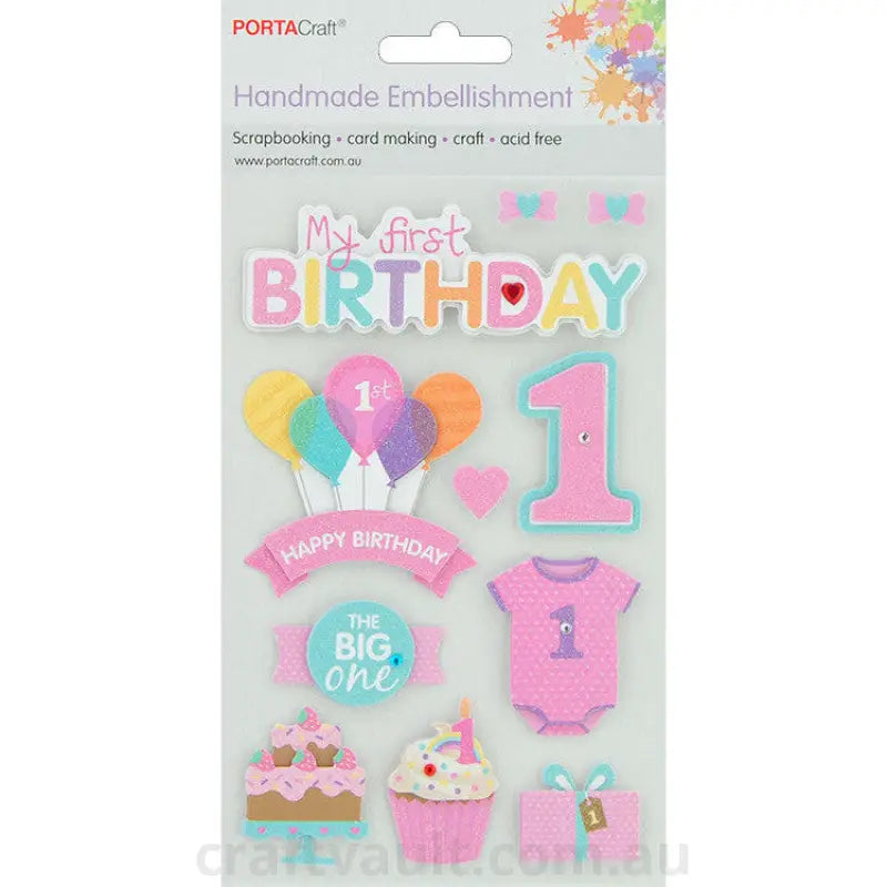 Handmade Glitter Embellishment 1st Bday Girl