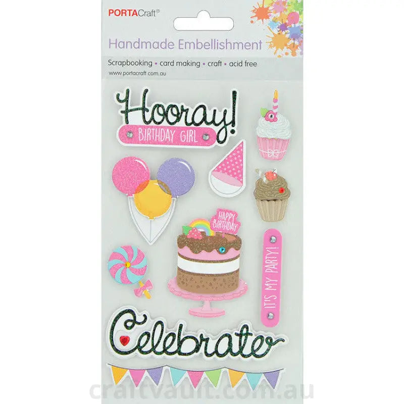 Handmade Glitter Embellishment Birthday Girl