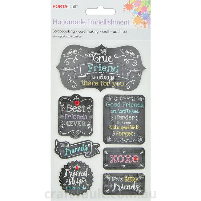 Handmade Glitter Embellishment Chalkboard Friends