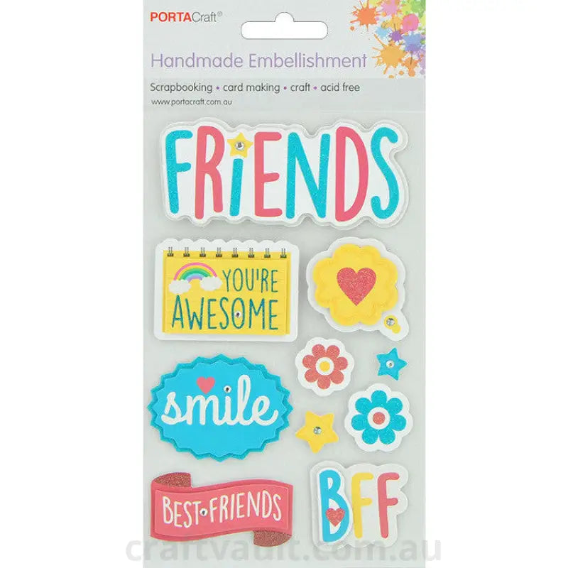 Handmade Glitter Embellishment Friends