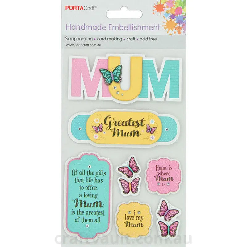 Handmade Glitter Embellishment Greatest Mum