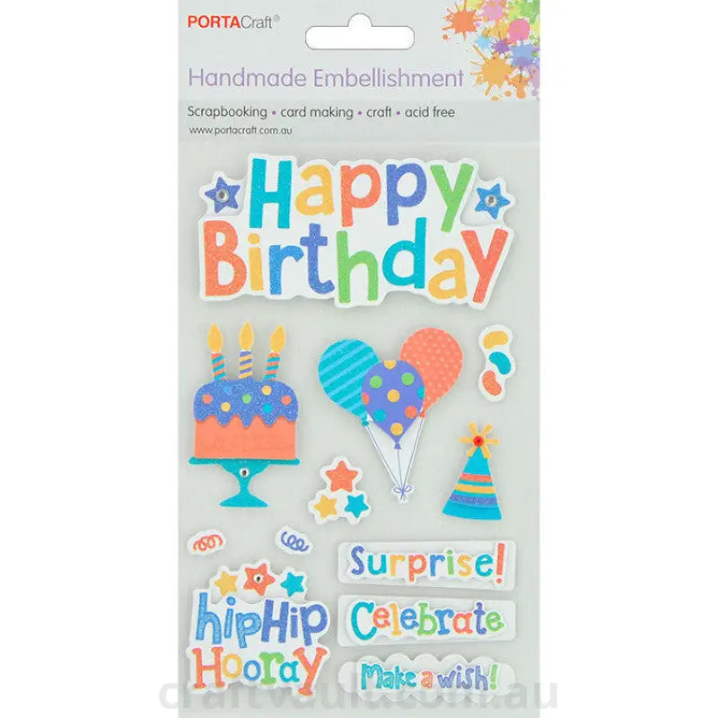 Handmade Glitter Embellishment Happy Birthday