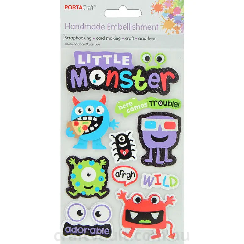 Handmade Glitter Embellishment Little Monster