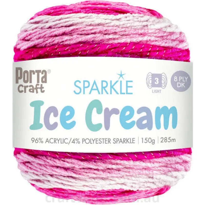 Ice Cream Sparkle Yarn 150g 285m Pink Panther