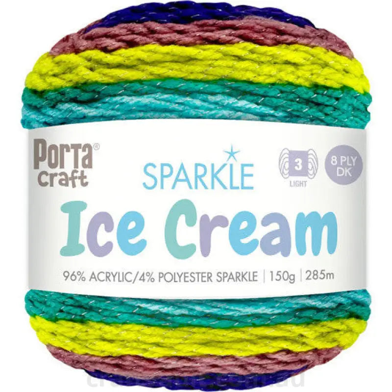 Ice Cream Sparkle Yarn 150g 285m Unicorn