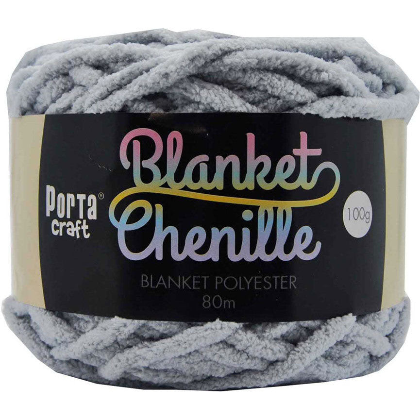 Blanket Chenille Yarn 100g 80m 12ply Grey