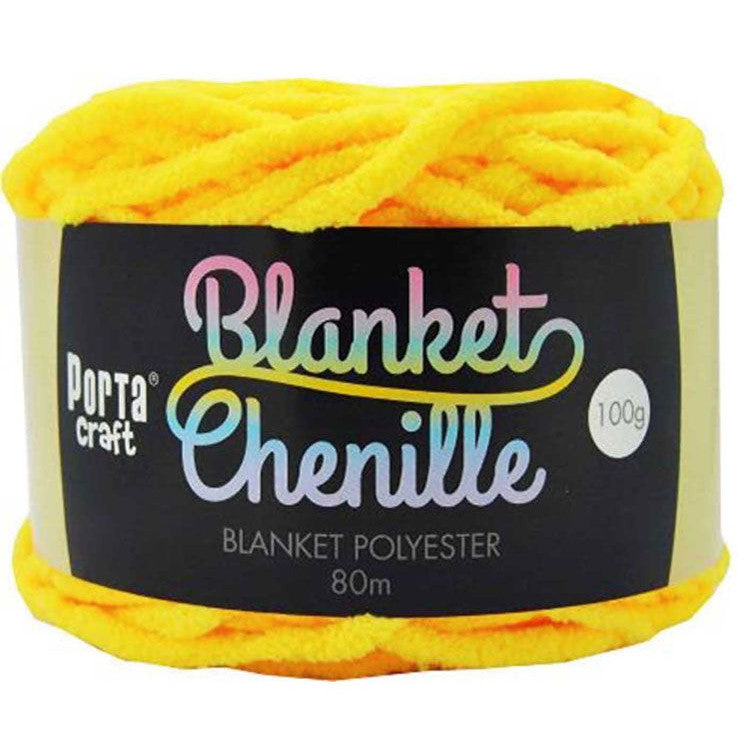 Blanket Chenille Yarn 100g 80m 12ply Lemon